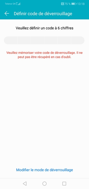 Sélectionnez Modifier le mode de déverrouillage