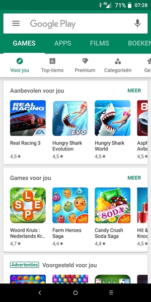 Selecteer de zoekbalk