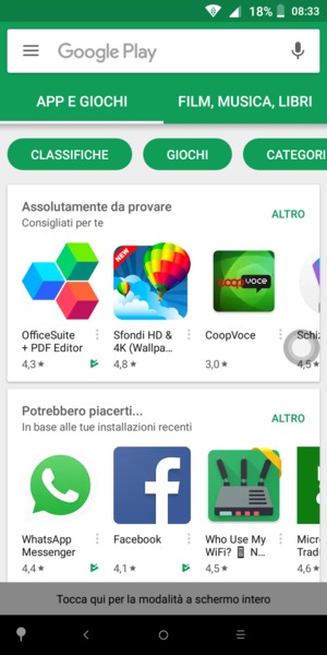 Seleziona la barra di ricerca