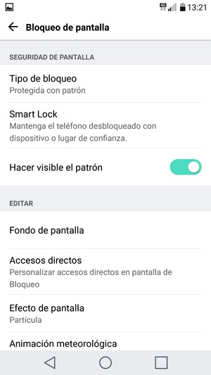 El teléfono ha sido asegurado con un bloqueo de pantalla