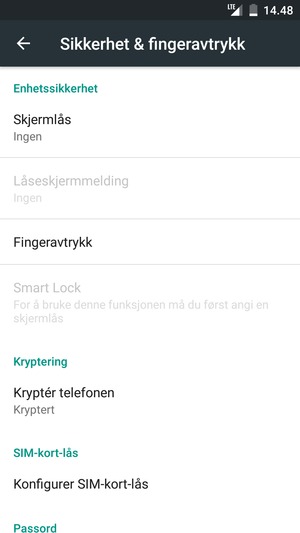 Velg Konfigurer SIM-kort-lås