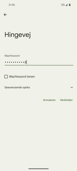 Voer het WiFi-wachtwoord in en selecteer Verbinden