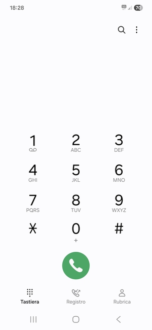 Premi e tieni premuto il numero 1