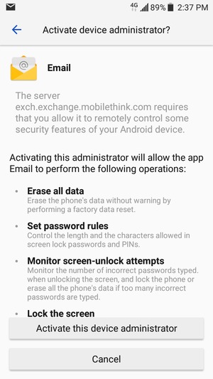Select Activate this device administrator