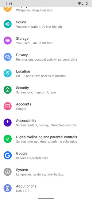 Scroll to and select Security