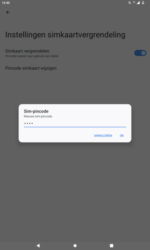 Voer uw Nieuwe sim-pincode in en selecteer OK