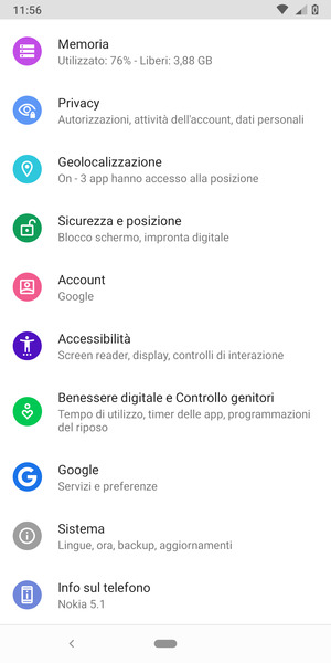 Scorri e seleziona Sicurezza e posizione
