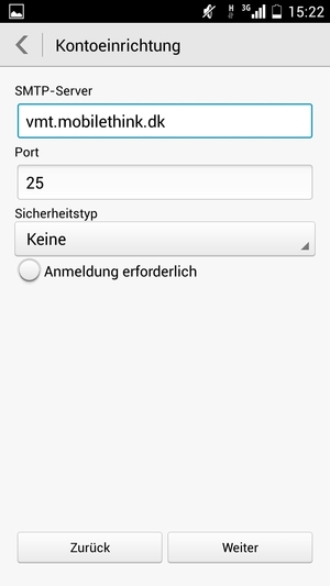Deaktivieren Sie das Kontrollkästchen Anmeldung erforderlich und wählen Sie Weiter
