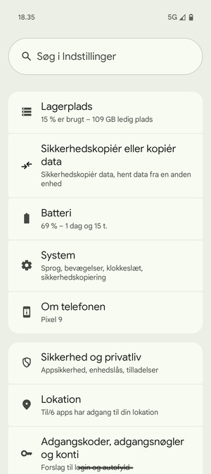Scroll til og vælg System