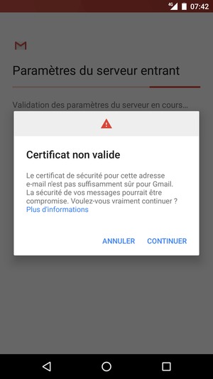 Sélectionnez CONTINUER