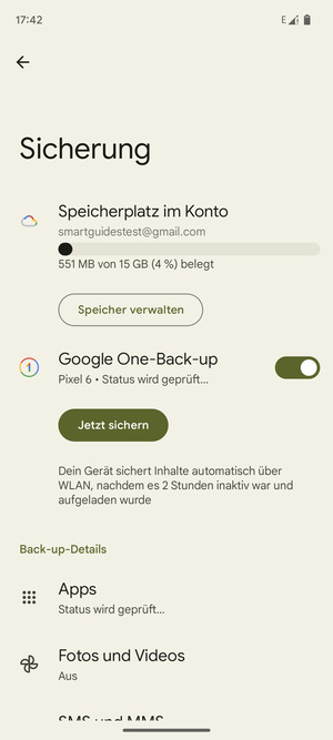 Wählen Sie Speicherplatz im Konto