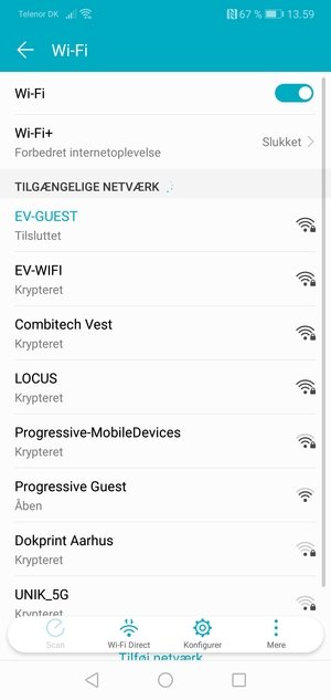Du er nu tilsluttet Wi-Fi netværket