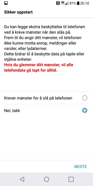 Velg ønsket alternativ og velg NESTE