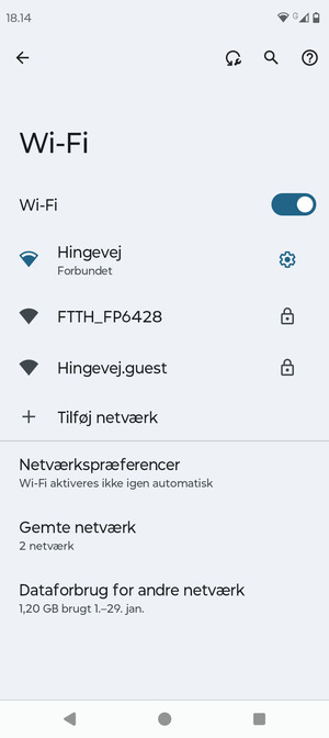 Du er nu tilsluttet Wi-Fi netværket