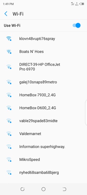 Select the wireless network you want to connect to