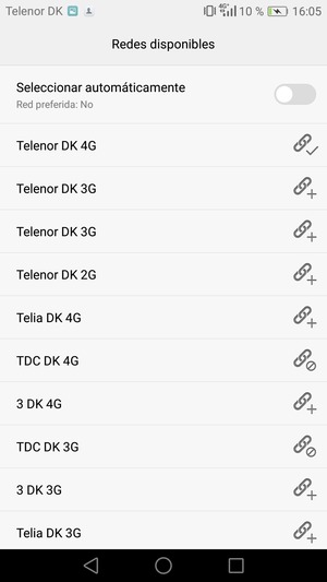 Seleccione un operador de red de la lista
