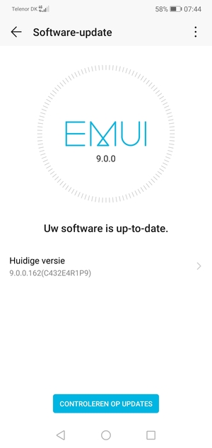 Als uw telefoon up-to-date is, zult u het volgende scherm zien