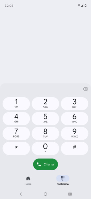 Premi e tieni premuto il numero 1