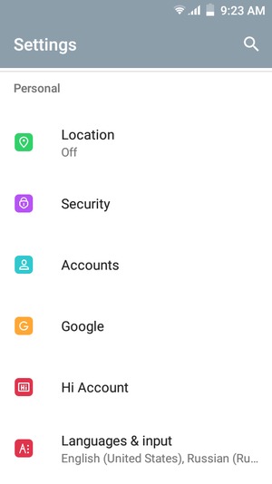 Scroll to and select Accounts