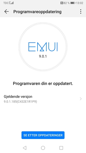Hvis telefonen din er oppdatert, vil du se følgende skjermbilde