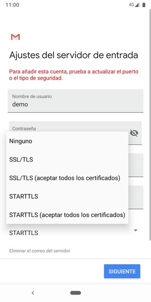 Seleccione Ninguno y SIGUIENTE