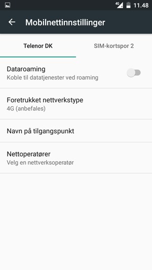 For å bytte nettverk hvis det oppstår nettverksproblemer, velg Nettoperatører
