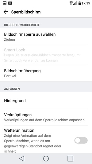 Wählen Sie Bildschirmsperre auswählen