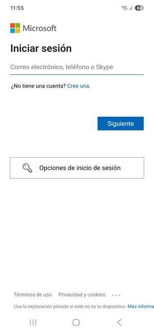 Introduzca su dirección de Hotmail y seleccione Siguiente