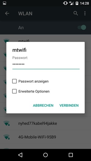 Geben Sie das WLAN-Passwort ein und wählen Sie VERBINDEN