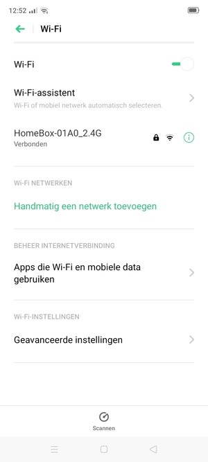 U bent nu verbonden met het WiFi-netwerk