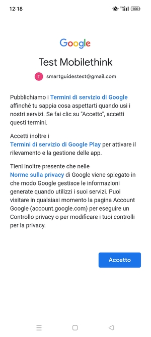 Seleziona Accetto