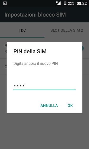 Conferma il nuovo PIN della SIM e seleziona OK