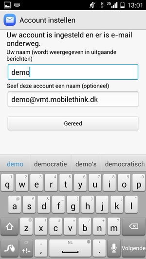Geef uw account een naam en voer uw naam in. Selecteer Gereed / Volgende