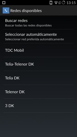 Seleccione un operador de red de la lista