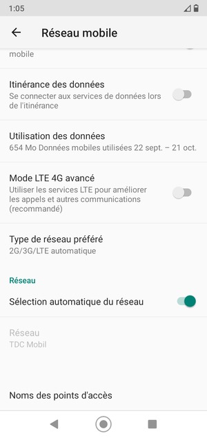 Faites défiler et sélectionnez Noms des points d'accès