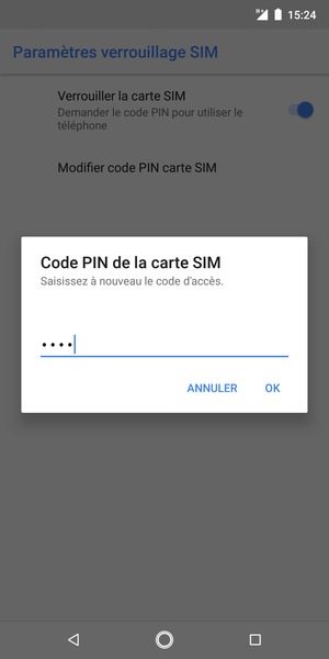 Veuillez confirmer votre nouveau code PIN et sélectionner OK