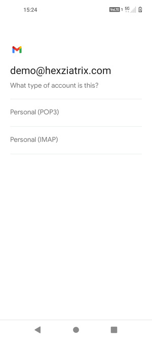 Select Personal (POP3) or Personal (IMAP)