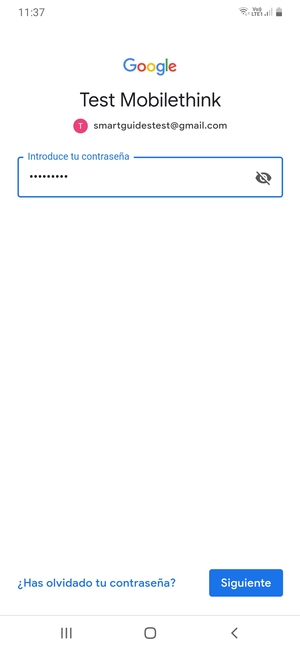 Introduzca su contraseña de Gmail y seleccione Siguiente