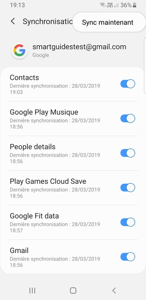 Sélectionnez Sync maintenant