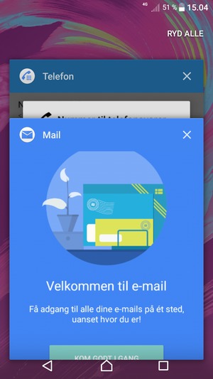 Vælg RYD ALLE for at lukke alle åbne apps