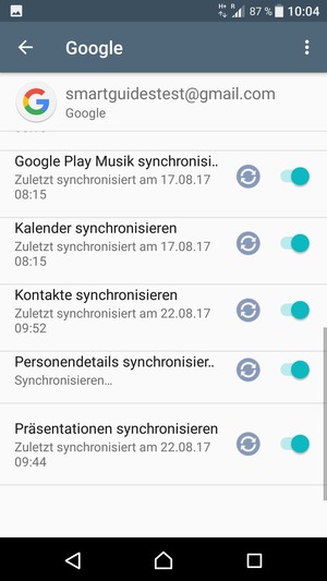 Ihre Kontakte von Google werden nun auf Ihr Xperia synchronisiert