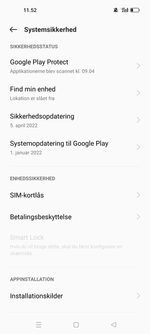 Vælg SIM-kortlås