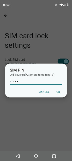 Enter your Old SIM PIN and select OK