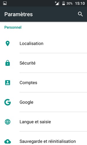 Faites défiler et sélectionnez Comptes