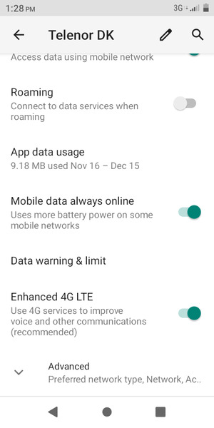 Scroll to and select Advanced