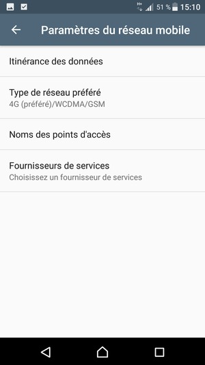 Pour changer de réseau en cas de problèmes de réseau, sélectionnez Fournisseurs de services