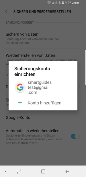 Wählen Sie Ihr Konto für Backup