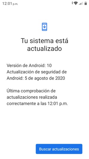 Si su teléfono está actualizado, verá la siguiente pantalla