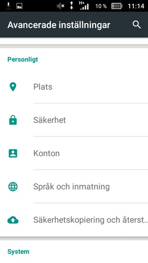 Scrolla till och välj Säkerhet