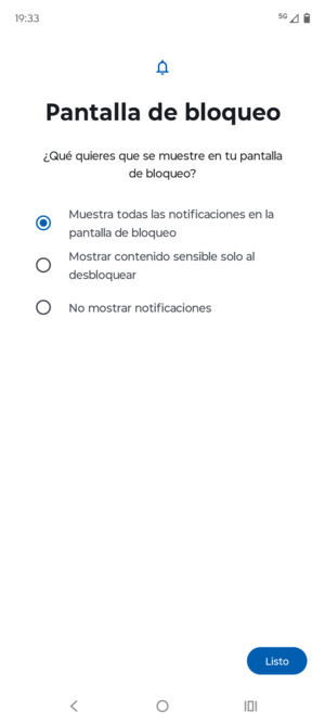 Seleccione la opción deseada y seleccione Listo